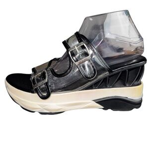 Women’s Clear Platform Wedge Lightweight Double Buckle Sandal Size 9